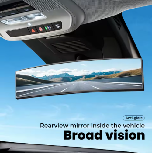 Universal 11 Inch Panoramic Convex Rearview Mirror Wide Angle Anti Glare for Car SUV Truck Safe Driving Reduce Blind Spots