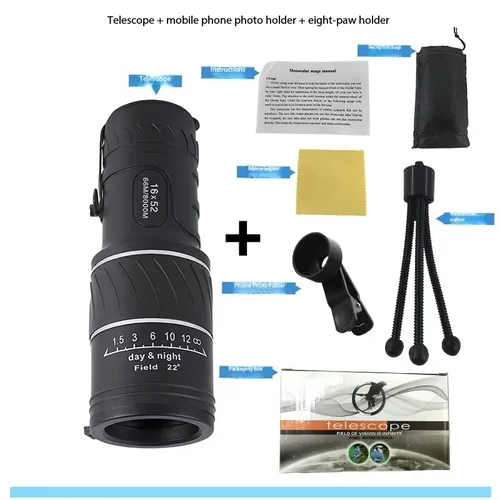 High magnification monocular telescope, manual focus, portable mini telescope with tripod and smartphone holder, convenient for cell phone to take distant photos and record videos, suitable for hiking, camping, sight-seeing, watching sports events and bird-watching, etc.