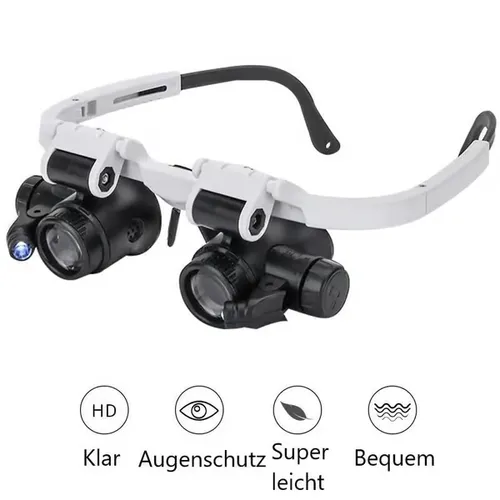 LED Glasses Magnifying Glass Head-mounted design helps free your hands to work Great magnification with 8X, 15X, 23X 2 Adjustable LED Lights Comfortable for long-term use Perfect for detailed close-up work