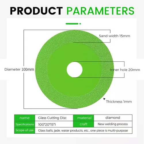 GLASS CUTTING DISC Precise and Fast Cutting: The ultra-thin blade ensures accurate, fast cuts, cut Everything in Seconds cuts. Whether the cutting material is slate, marble, ceramic tiles, or ceramics, you can easily cut, polish, and chamfer to complete the work perfectly