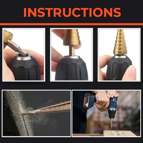 Titanium Plating Drill Bit Set（6pcs） These Drill Bit Sets come with three set individual bits, making them economical and easy to store. The titanium coating is ideal for cutting holes in a variety of materials, including steel, brass, wood, and plastic.