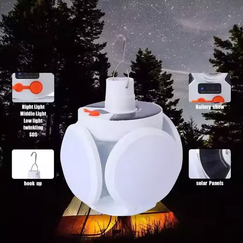 Solar Charging Camping Light Multifunctional Portable Rechargeable Pold Light
