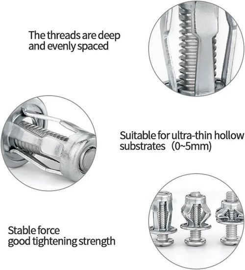 50-Piece Set Petal Rivet Nuts (M5) – Expanding Clamping Nuts . Metal Petal-Style Rivet Nuts – Hollow Wall Fasteners