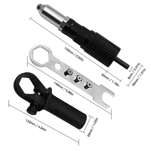 🎉Professional Rivet Gun Adapter Kit with 4Pcs Nozzle Bolts