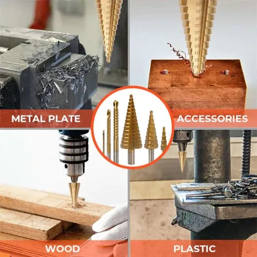 Titanium Plating Drill Bit Set（6pcs） These Drill Bit Sets come with three set individual bits, making them economical and easy to store. The titanium coating is ideal for cutting holes in a variety of materials, including steel, brass, wood, and plastic.