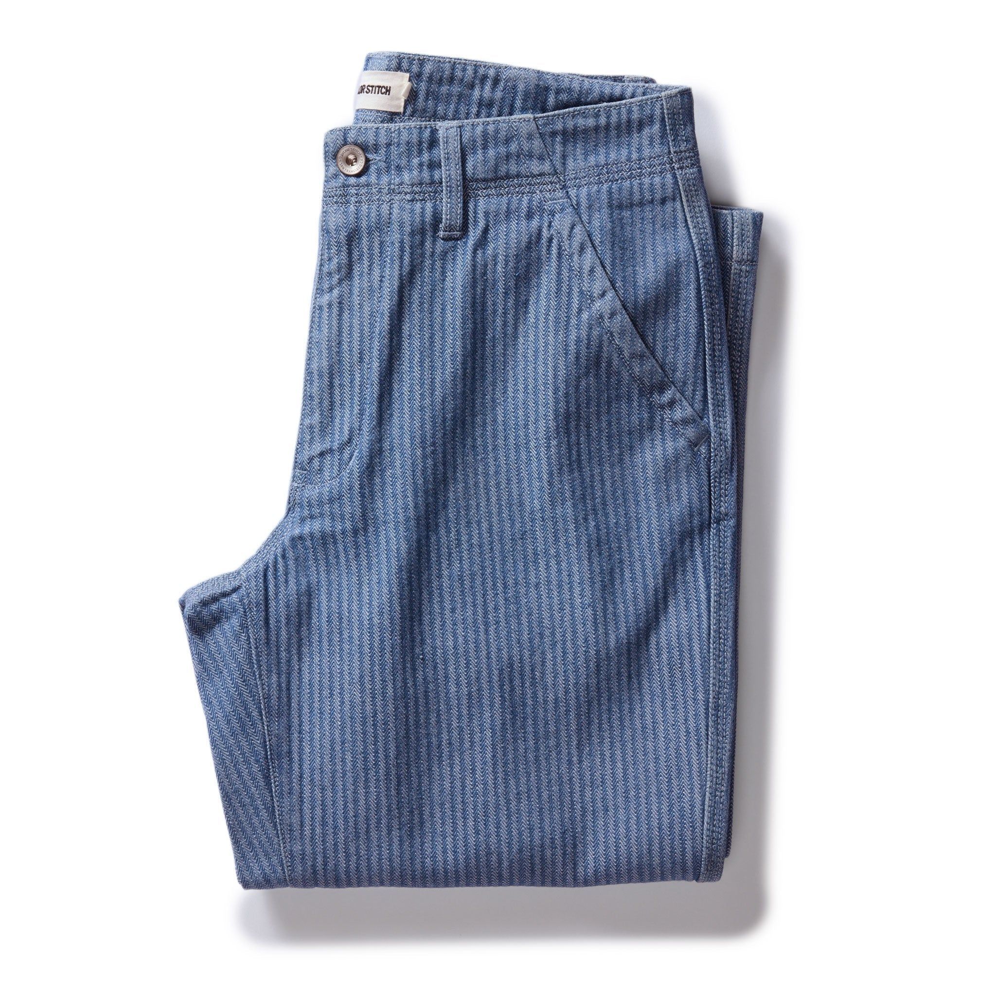 Roevn Morse Pant in Bleached Indigo Herringbone