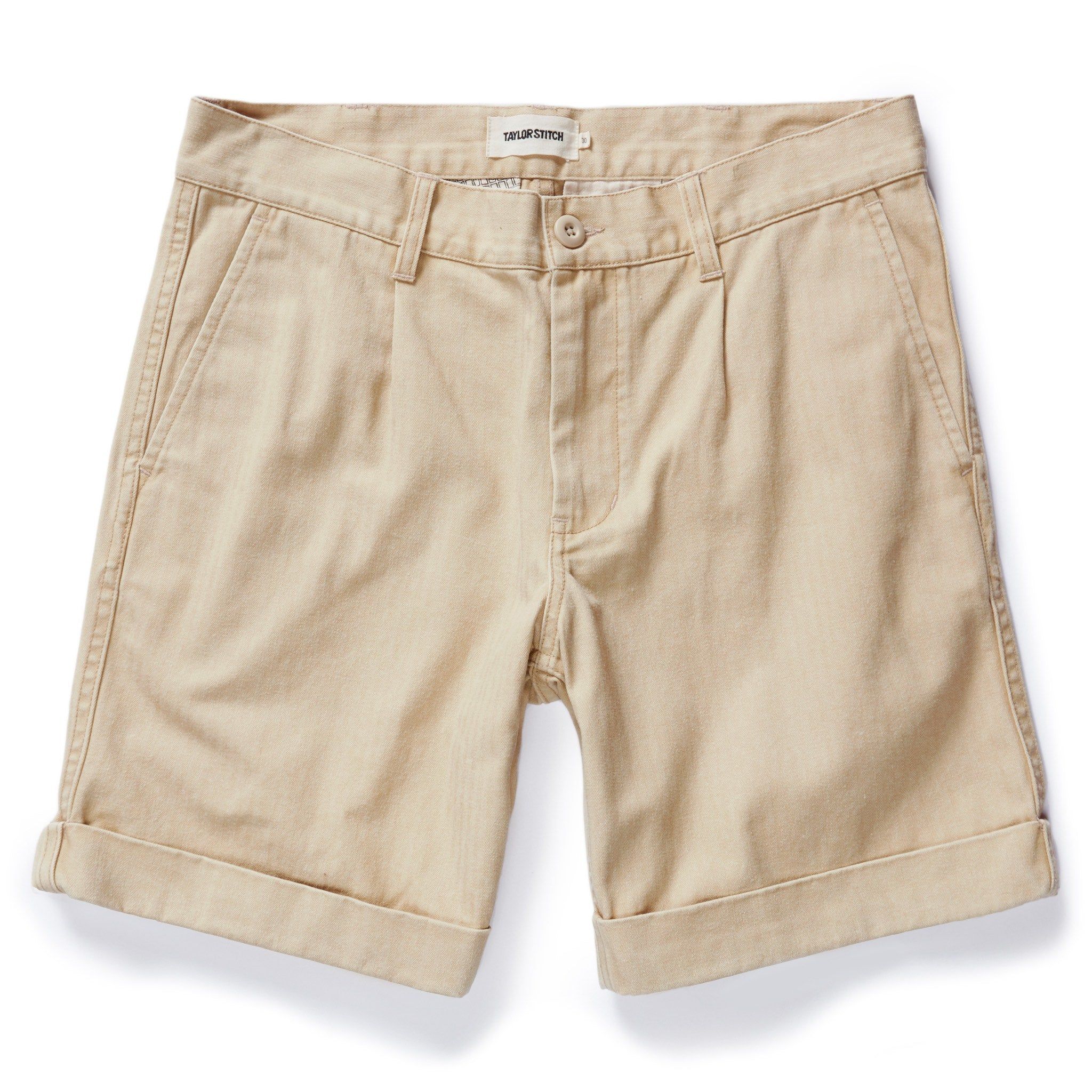 Roevn Matlow Short in Dune Washed Herringbone