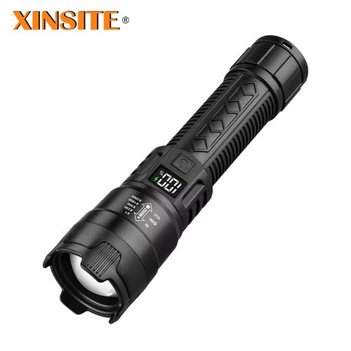 XINSITE Nova lanterna à prova de água com zoom de 300 lúmens ABS luz de emergência de plástico LCD bateria digital display LED brilhante
