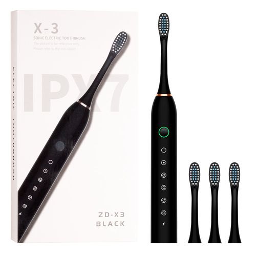 Escova de dentes elétrica sónica inteligente para adultos IPX7, limpeza oral, escova de dentes elétrica com cerdas macias e 4 escovas de dentes sónicas de casal com cerdas macias