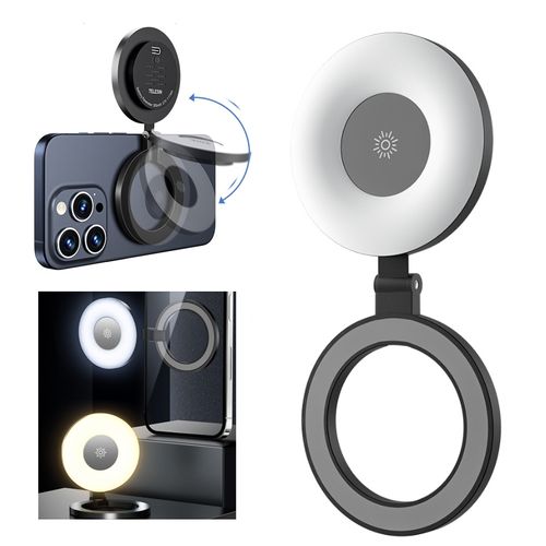 Luz de preenchimento magnética reversível recarregável para selfies