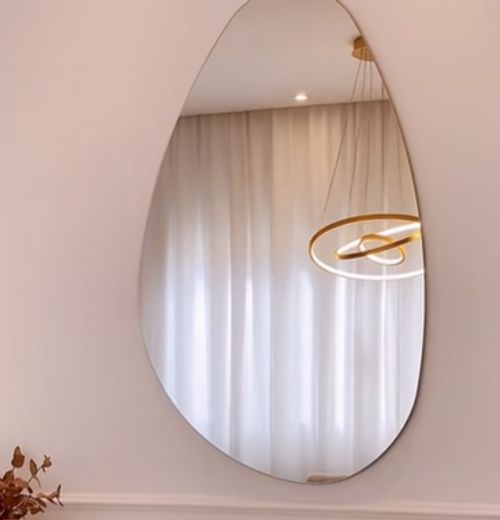 Irregular Mirror Barber Station Glass Led Light Wall Mounted Hair Cutting Mirror for Salon Shop