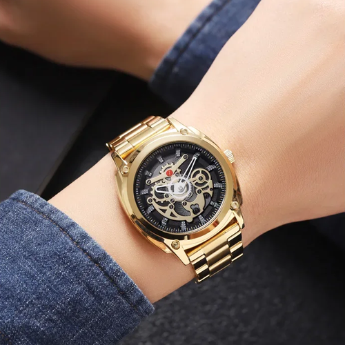 Men's mechanical style waterproof watch