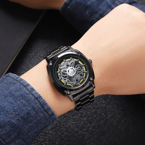 Men's mechanical style waterproof watch