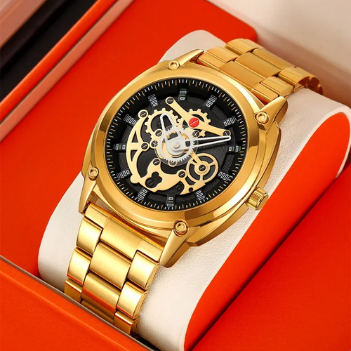 Men's mechanical style waterproof watch