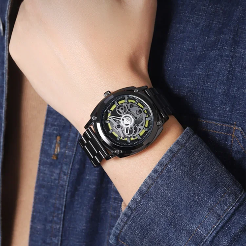 Men's mechanical style waterproof watch