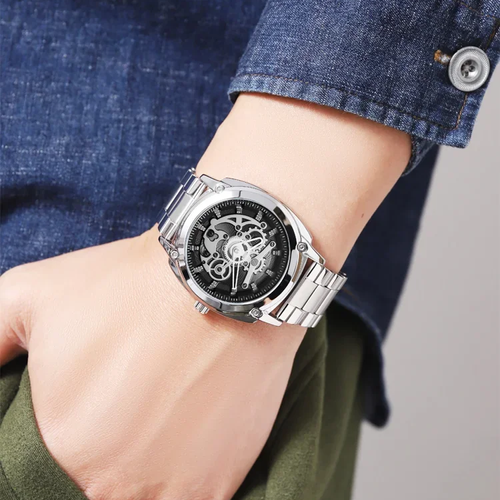 Men's mechanical style waterproof watch