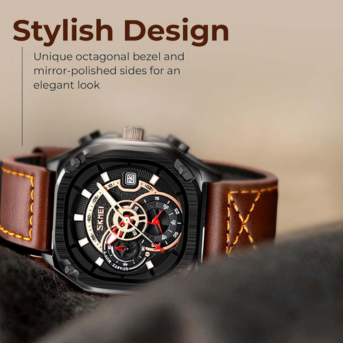 Men's Vintage Genuine Leather Waterproof Watch