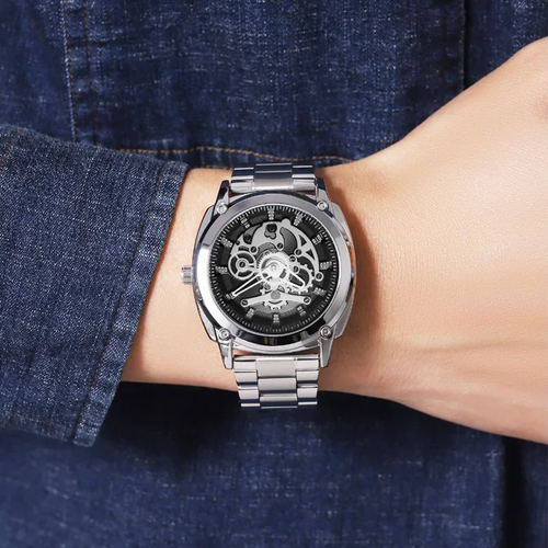 Men's mechanical style waterproof watch
