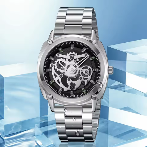Men's mechanical style waterproof watch