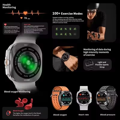 ⌚️Montre Intelligente Pro | Appels Indépendants + SOS Urgence | Résistant 5ATM | 10 Jours d'Autonomie