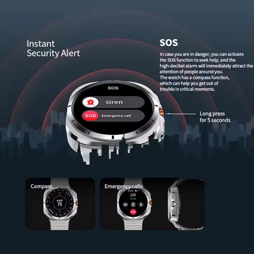 ⌚️Montre Intelligente Pro | Appels Indépendants + SOS Urgence | Résistant 5ATM | 10 Jours d'Autonomie