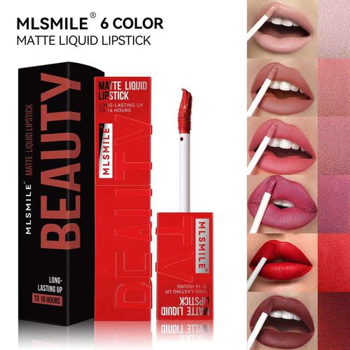 6 - Shade MLSMILE Matte Lipstick: Long - Wear, Waterproof Formula