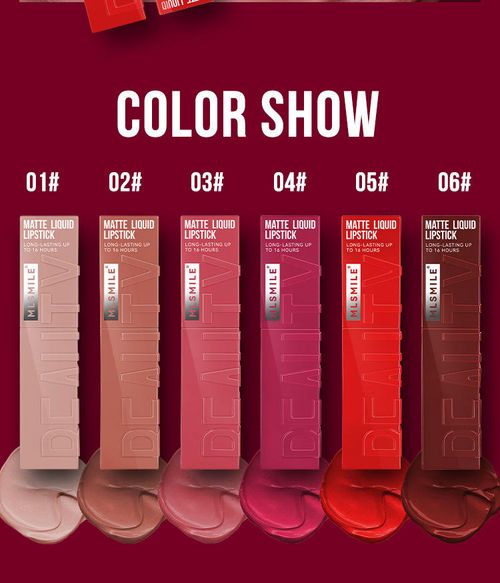 6 - Shade MLSMILE Matte Lipstick: Long - Wear, Waterproof Formula