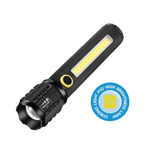 Multifunctional Waterproof Flashlight: P50 Lamp, USB Recharge & Rain - Resistant