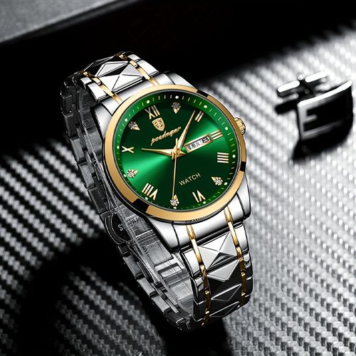Este relógio suíço é o epitome da elegância masculina. Com calendário duplo, é funcional e moderno. Seu movimento de quartzo garante precisão. Ideal para qualquer ocasião, ele combina moda e qualidade, mostrando o seu bom gosto.