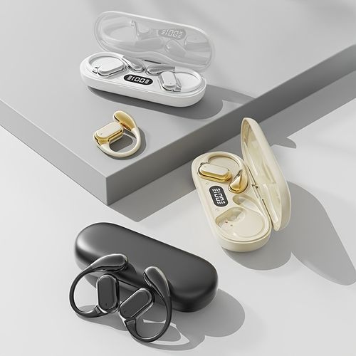 Os nossos fones de ouvido de acolhimento são incríveis! Com tecnologia de condução óssea Bluetooth, não entram na orelha. Ideais para esportes, resistentes a balanços e com alta qualidade sonora. Ouça música livremente, em movimento.