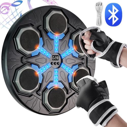 Bluetooth Music Boxing Machine, Interactive Punching Trainer with Boxing Gloves, Large Size Wall Mounted Electronic Boxing Target for Adults Kids