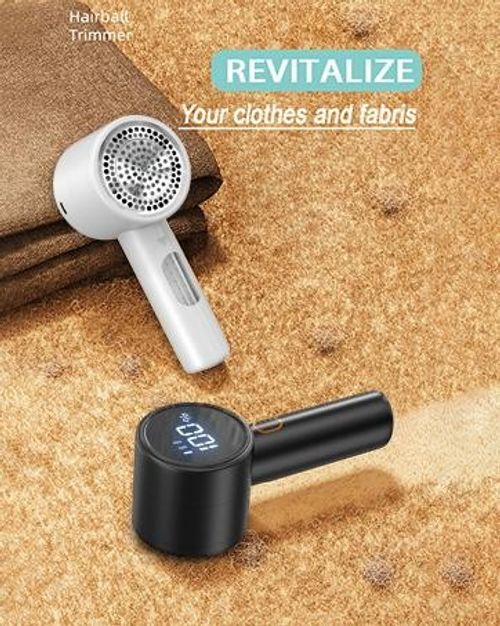 Electric fabric shaver, portable hair remover, pet home, rechargeable, lint collection container, LED digital display, 6-blade blade, safety lock, 3 speeds, 2600mAh, lasts for 1 hour, suitable for clothes, sweaters, sheets, sofa, blanket, home