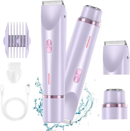 Bikini Trimmer and Shaver Kit for Women   2 in 1 Wet Dry Electric Body Hair Trimmer Facial Hair Removal Cordless Waterproof Bikini Shaver Razor for Face Lip Chin Pubic Underarm Legs