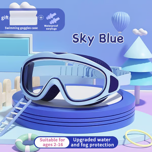 🏊‍♂️ ✨HD children's large frame waterproof and anti-fog swimming goggles