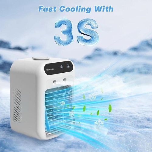 Portable Air Conditioner 3-in-1 Fan with 2 Mist Speeds – Personal Evaporative Cooler for Bedroom, Office & Camping, 1800mAh Battery & 500ml Tank