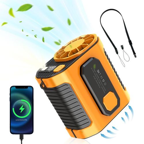 Personal Waist Portable Rechargeable Fan, 5000mAh Battery Power bank, 3 Speeds 5300RPM Airflow, 8H Runtime, LED Light, Wearable Belt Fan for Outdoor, Jobsite, Farms, Traveling, Fishing