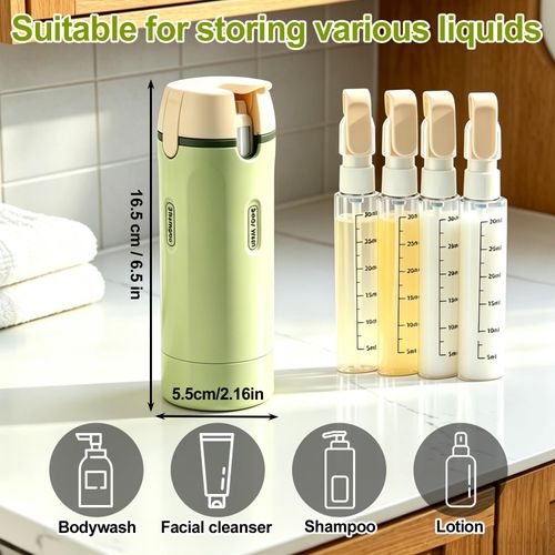 Travel Four-in-One Multi-functional Dispensing Bottle, Portable Cosmetics Set
