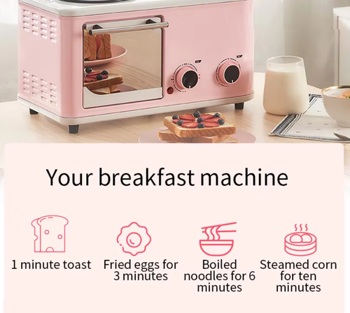 Sanduicheira automática multifuncional 3 em 1 com cafeteira de gotejamento para o pequeno-almoço.