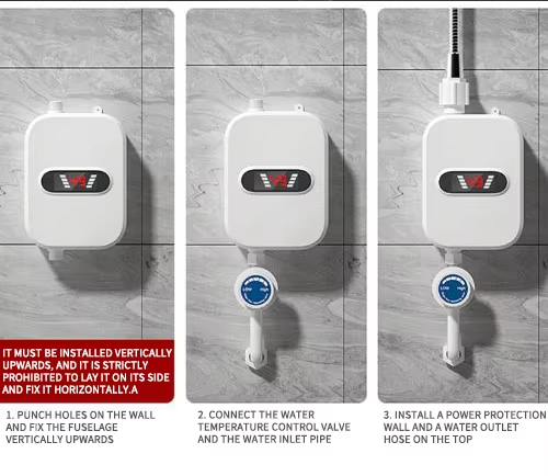Conjunto de chuveiro com esquentador elétrico instantâneo à prova de água com sensor termostático para casa de banho