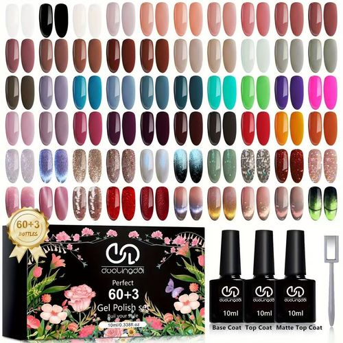 Conjunto de verniz gel TEMU com 60+3 cores