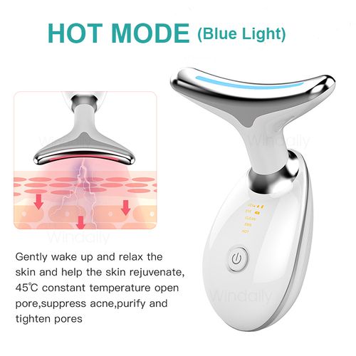 EMS Rejuvenating Elf Thermal Neck Lifting and Firming Massager Electric Microcurrent Wrinkle Remover LED Photon Facial Beauty Instrument Suitable for Women