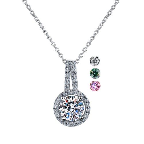 Silver Embossed Moissanite Necklace