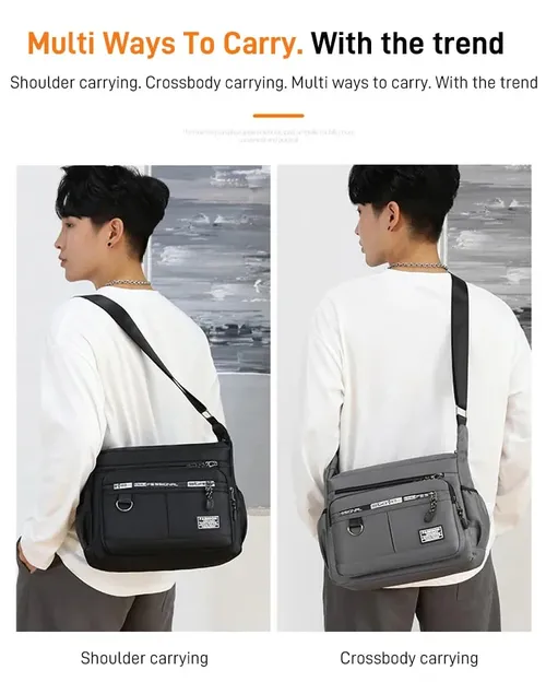 Large capacity men's shoulder bag