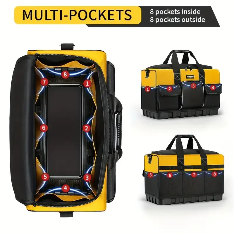 Heavy Duty Tool Bag with Adjustable Shoulder Strap - Large, Waterproof, Durable Polyester, No Assembly Required