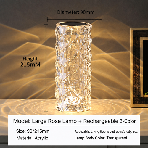 Rechargeable 3-Color LED Rose Night Light