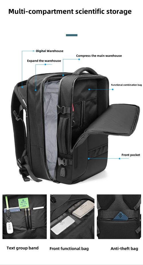 Mochila multifunções com airbag, bolsa de viagem empresarial de grande capacidade para armazenamento a vácuo