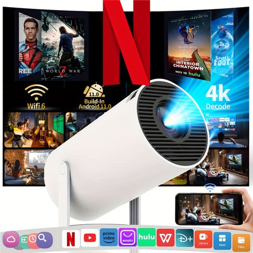 hy300pro projetor home 4K portátil LCD ultra alta definição sala de estar projeção de parede sem fios mesma tela projetor