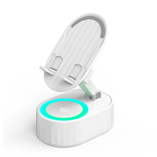 Altifalante Bluetooth de áudio de indução sem fios 3 em 1 Suporte para telefone com luz de atmosfera colorida Presente para amigos e familiares