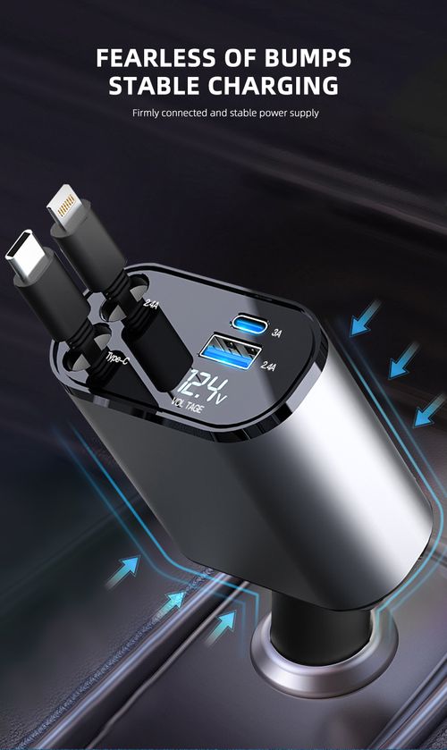 Novo C9 céu estrelado topo carregamento rápido 120W com carregador de carro de cabo retrátil um a quatro display digital multifuncional
