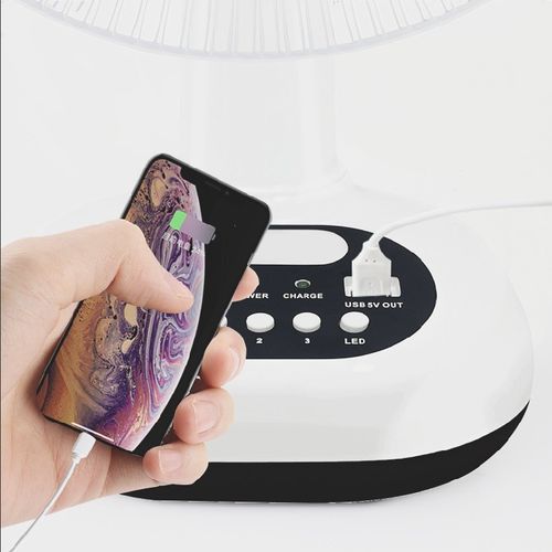 Ventilador de carregamento solar USB de 12 polegadas balançando a cabeça com ventilador de mesa de luz ventilador solar silencioso